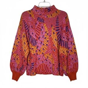 Karlie Vibrant Multicolor Mock Neck Sweater – Size L‎ – 100% Cotton